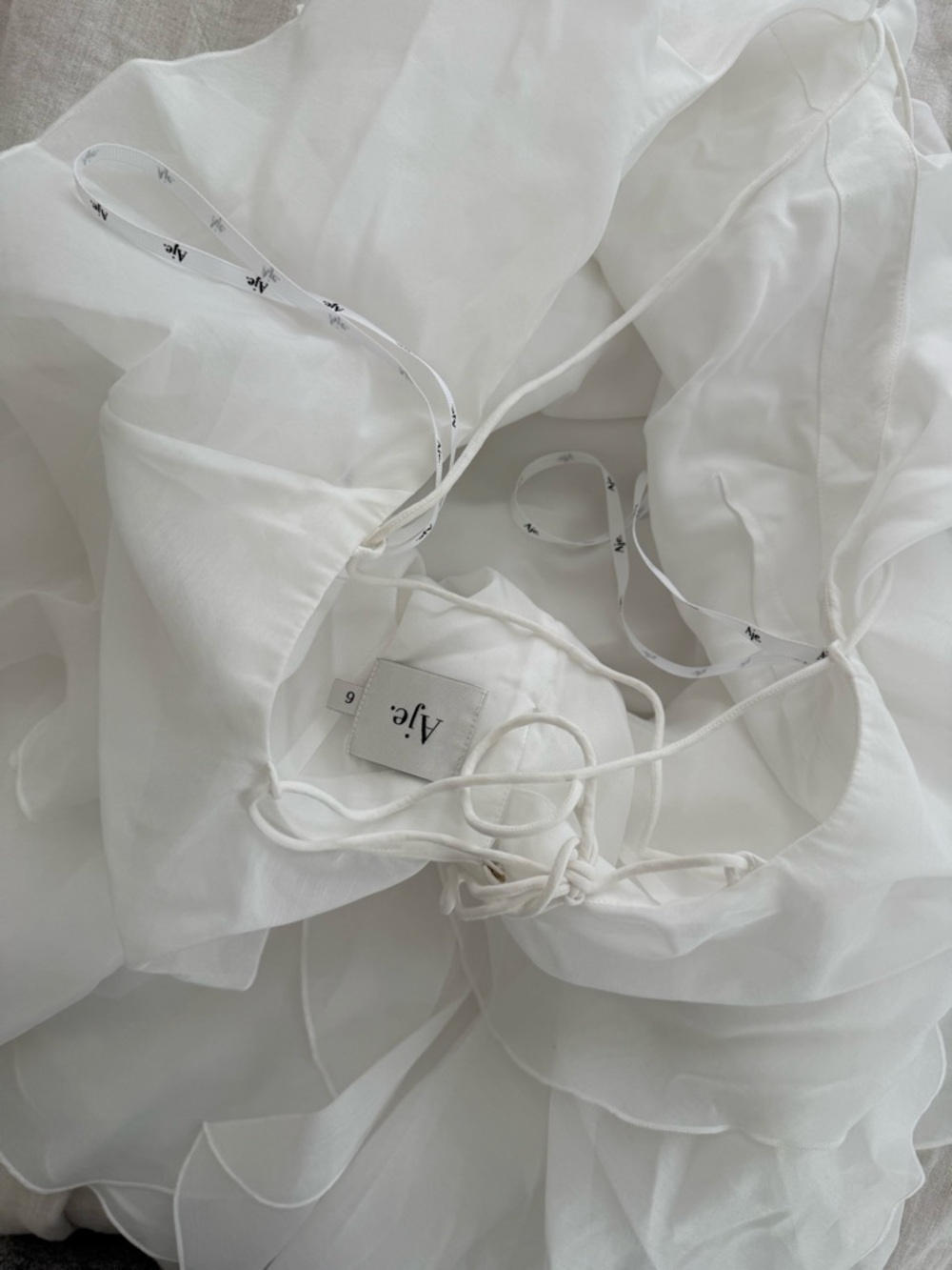 Aje White Ruffled One-Shoulder Mini Dress - Picture 16 of 16